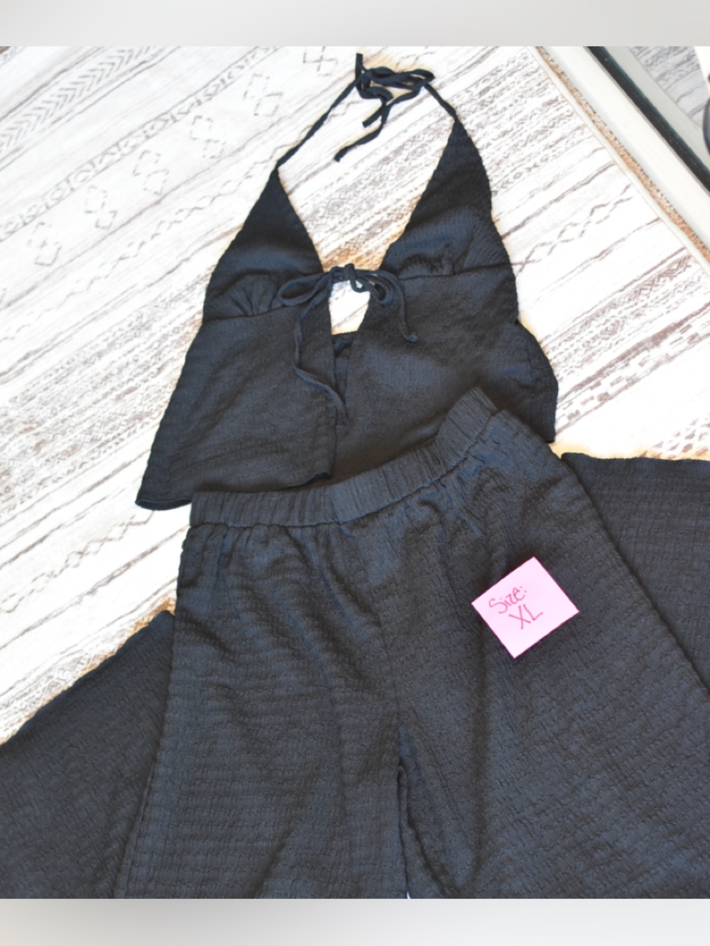 Women's Black 2-Piece Halter Set